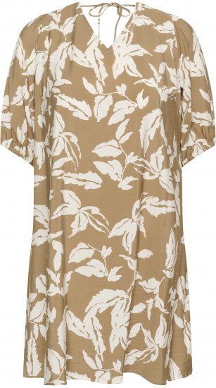 Kaffe Curve Marla Dress Oak Chalk Leaf - Sukienki midi - 