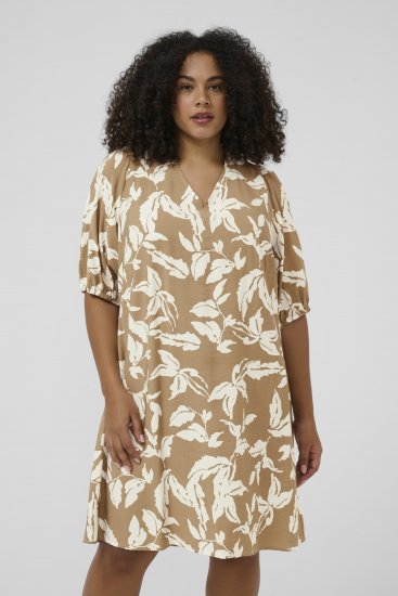 Kaffe Curve Marla Dress Oak Chalk Leaf - Sukienki midi - 