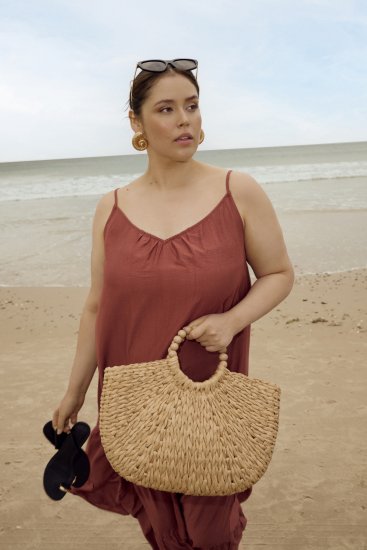 Kaffe Curve Emilia Dress Henna Brown - Sukienki maxi - 