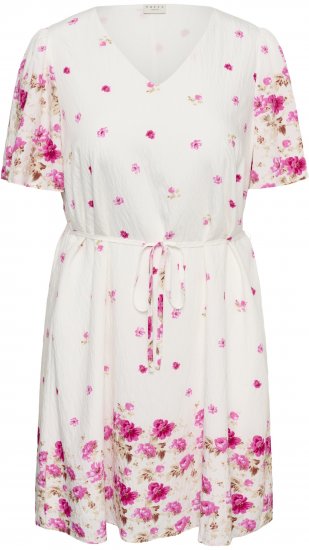 Kaffe Curve Rosa Mini Dress White Rose Border Flower - Sukienki mini - 