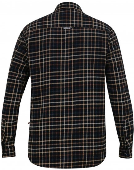 D555 Destin Checked Long Sleeve Shirt Black/Tan Check - Koszule z długim rękawem - 