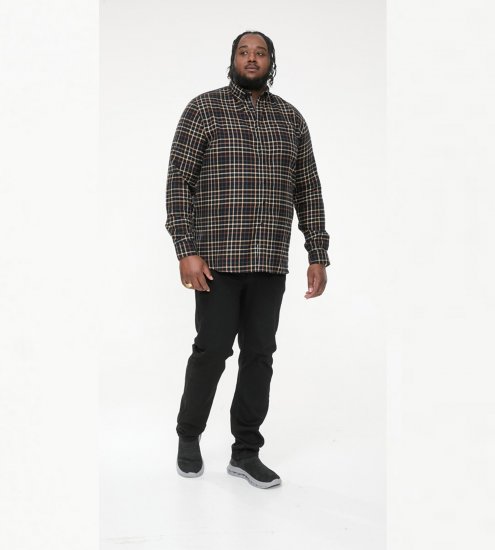 D555 Destin Checked Long Sleeve Shirt Black/Tan Check - Koszule z długim rękawem - 
