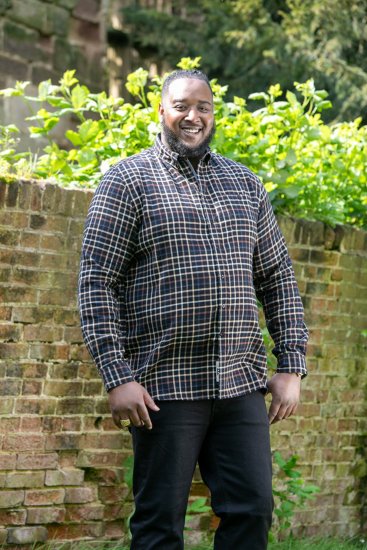 D555 Destin Checked Long Sleeve Shirt Black/Tan Check - Koszule z długim rękawem - 