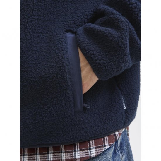 Jack & Jones Thatcher Fleece Jacket Sky Captain - Kurtki Męskie Duże Rozmiary - Kurtki Duże rozmiary 2XL-8XL