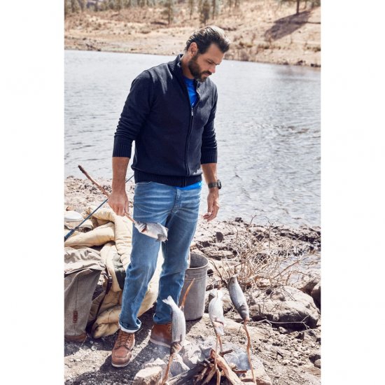 JP1880 Cardigan Knitted with Zipper Navy TALL - ODZIEŻ MĘSKA MT-6XLT - WYSOKIE-rozmiary