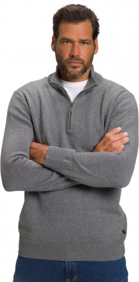 JP1880 Sweater Quarter Zipper Grey - Bluzy & bluzy z kapturem - Bluzy & Bluzy z kapturem 2XL-12XL