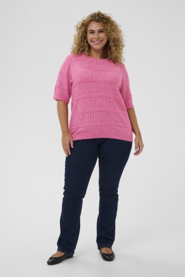 Kaffe Curve Minia Pullover Pink Power Melange - Swetry dzianinowe - 
