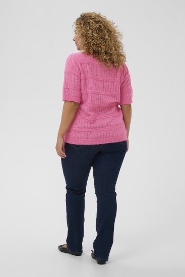 Kaffe Curve Minia Pullover Pink Power Melange - Swetry dzianinowe - 