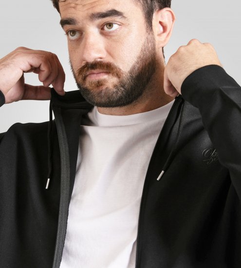 Duke Kenilworth Pin Tuck Sleeves Zip Through Hoodie Dark Navy - Bluzy & bluzy z kapturem - Bluzy & Bluzy z kapturem 2XL-12XL