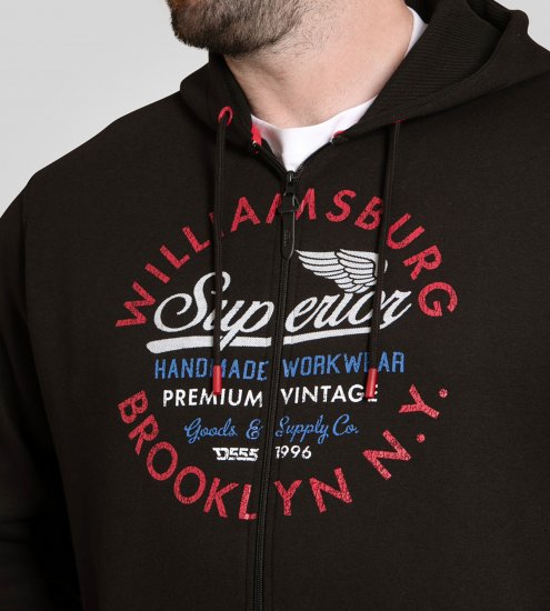 Duke Southampton Brooklyn Chest Print Full Zip Hoodie Black - Bluzy & bluzy z kapturem - Bluzy & Bluzy z kapturem 2XL-12XL