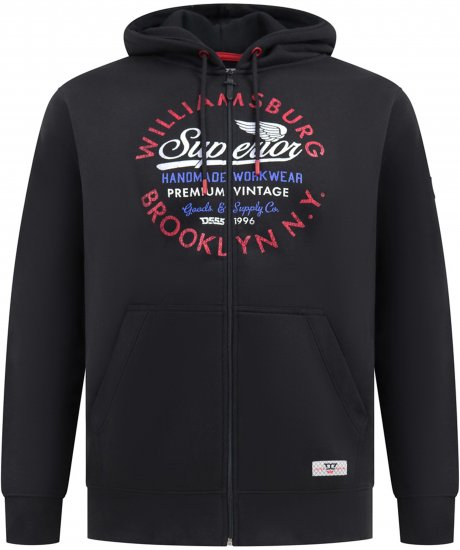 Duke Southampton Brooklyn Chest Print Full Zip Hoodie Black - Bluzy & bluzy z kapturem - Bluzy & Bluzy z kapturem 2XL-12XL