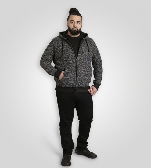 Duke Fareham Bonded Sherpa Lining Knitted Hoodie Grey - Bluzy & bluzy z kapturem - Bluzy & Bluzy z kapturem 2XL-12XL