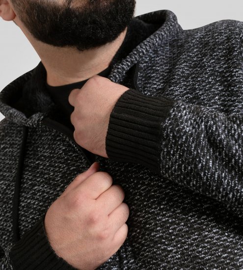 Duke Fareham Bonded Sherpa Lining Knitted Hoodie Grey - Bluzy & bluzy z kapturem - Bluzy & Bluzy z kapturem 2XL-12XL