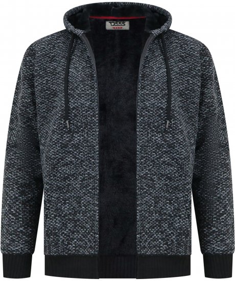 Duke Fareham Bonded Sherpa Lining Knitted Hoodie Grey - Bluzy & bluzy z kapturem - Bluzy & Bluzy z kapturem 2XL-12XL