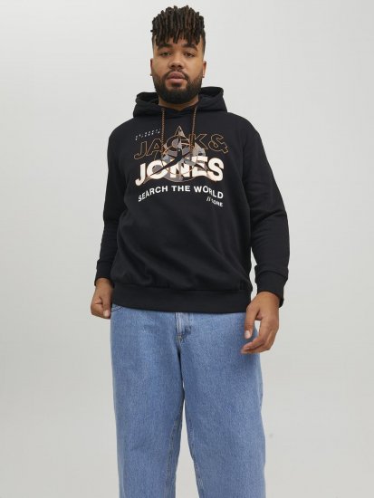 Jack & Jones Hunt Hoodie Black - Bluzy & bluzy z kapturem - Bluzy & Bluzy z kapturem 2XL-12XL