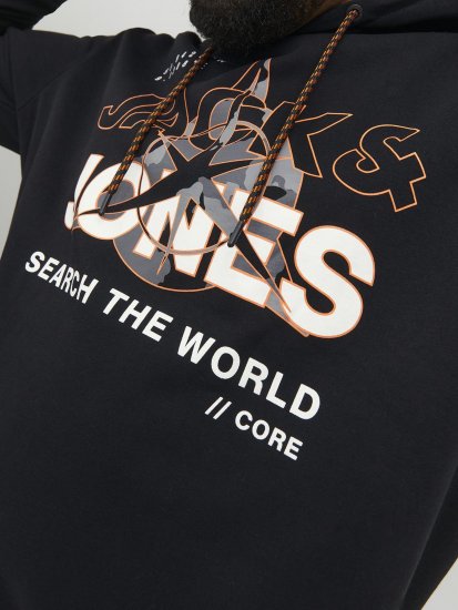 Jack & Jones Hunt Hoodie Black - Bluzy & bluzy z kapturem - Bluzy & Bluzy z kapturem 2XL-12XL