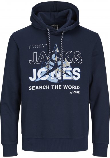 Jack & Jones Hunt Hoodie Navy - Bluzy & bluzy z kapturem - Bluzy & Bluzy z kapturem 2XL-12XL