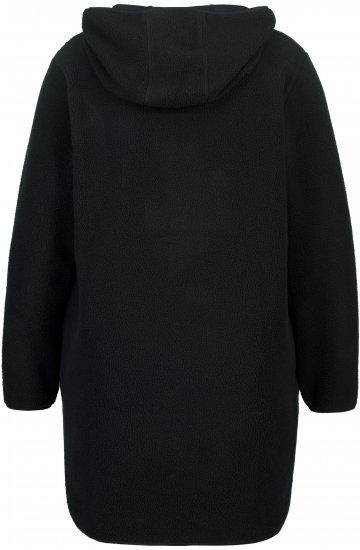 Ulla Popken Teddy Fleece Hooded Zip Neck Sweatshirt Black - Bluzy & bluzy z kapturem - 