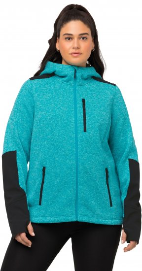 Ulla Popken Contrast Inserts Sweater Knit Hoodie Aquamarine - Bluzy & bluzy z kapturem - 