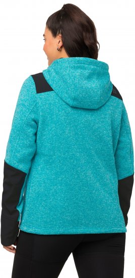 Ulla Popken Contrast Inserts Sweater Knit Hoodie Aquamarine - Bluzy & bluzy z kapturem - 