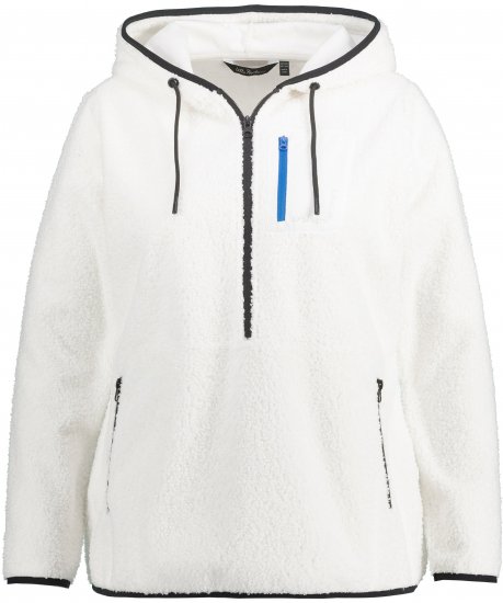 Ulla Popken Teddy Fleece Partial Zip Hoodie Snow White - Bluzy & bluzy z kapturem - 