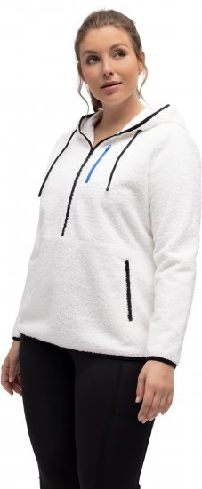 Ulla Popken Teddy Fleece Partial Zip Hoodie Snow White - Bluzy & bluzy z kapturem - 