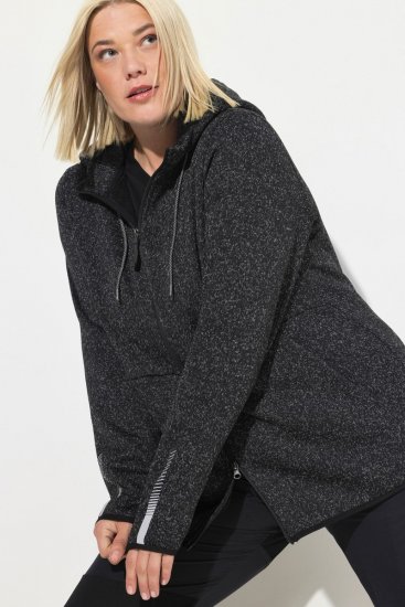 Ulla Popken Sweater Knit Fleece Hoodie Black - Bluzy & bluzy z kapturem - Przytulne bluzy, hoody i swetry