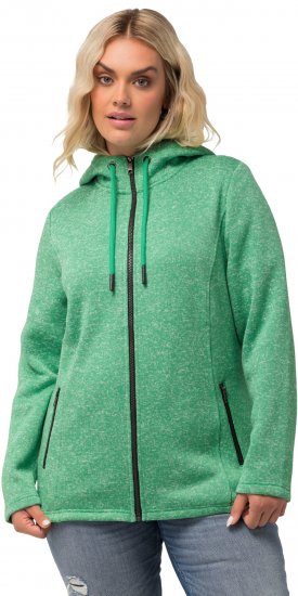 Ulla Popken Melange Knit Fleece Lined Hoodie Spring Green - Bluzy & bluzy z kapturem - 