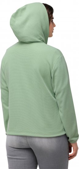 Ulla Popken Drawstring Hem Zip-Up Hoodie Light Green - Bluzy & bluzy z kapturem - 