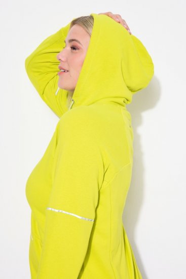 Ulla Popken Zippered Pocket and Reflective Piping Hoodie Green Apple - Bluzy & bluzy z kapturem - Przytulne bluzy, hoody i swetry
