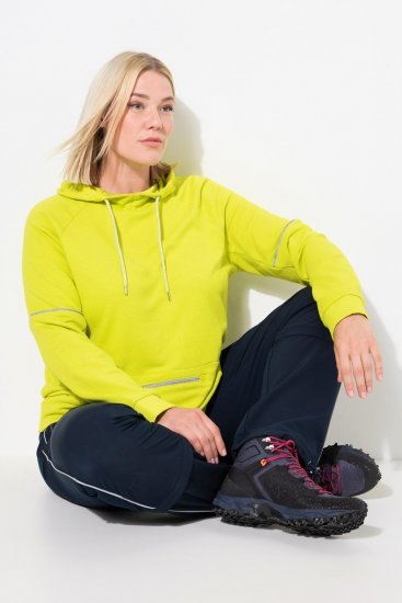 Ulla Popken Zippered Pocket and Reflective Piping Hoodie Green Apple - Bluzy & bluzy z kapturem - Przytulne bluzy, hoody i swetry