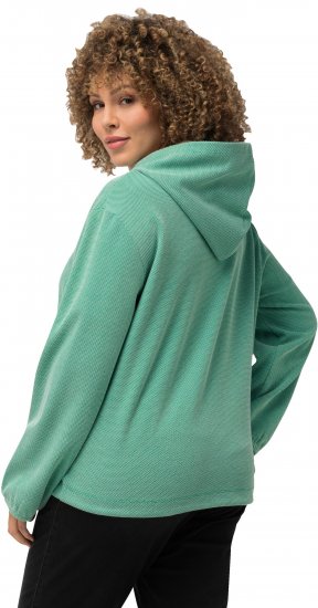 Ulla Popken Drawstring Hem Two-Tone Knit Hoodie Emerald Green - Bluzy & bluzy z kapturem - 