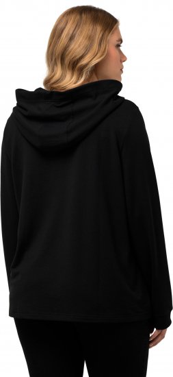 Ulla Popken City Name Graphic Hoodie Black - Bluzy & bluzy z kapturem - 