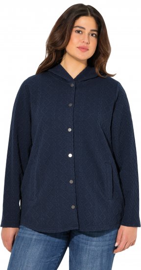 Ulla Popken Cable Knit Long Sleeve Hoodie Navy - Bluzy & bluzy z kapturem - 