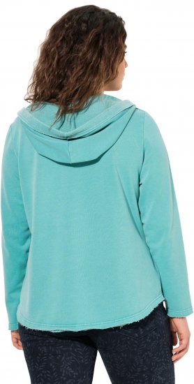 Ulla Popken Open Edged Long Sleeve V-Neck Hoodie Mint Green - Bluzy & bluzy z kapturem - 