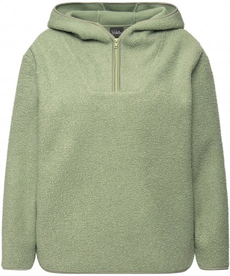 Ulla Popken Teddy Plush Long Sleeve Hoodie Sage Green - Bluzy & bluzy z kapturem - 