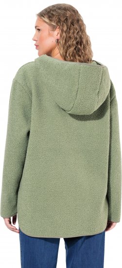 Ulla Popken Teddy Plush Long Sleeve Hoodie Sage Green - Bluzy & bluzy z kapturem - 