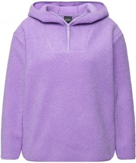Ulla Popken Teddy Plush Long Sleeve Hoodie Pale Lilac - Bluzy & bluzy z kapturem - 