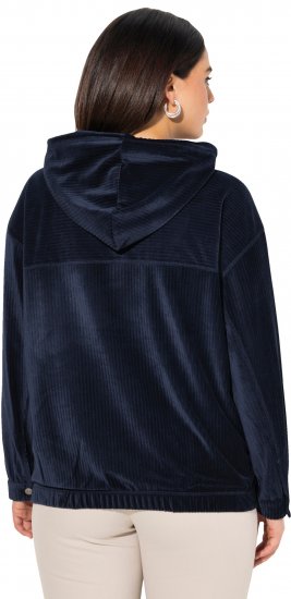 Ulla Popken Corduroy Hoodie Navy - Bluzy & bluzy z kapturem - 