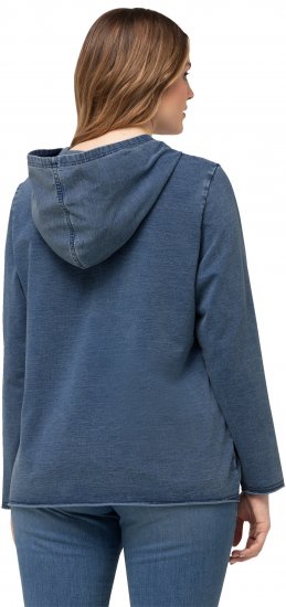 Ulla Popken Raw Hem Long Sleeve Hoodie Night Blue - Bluzy & bluzy z kapturem - 