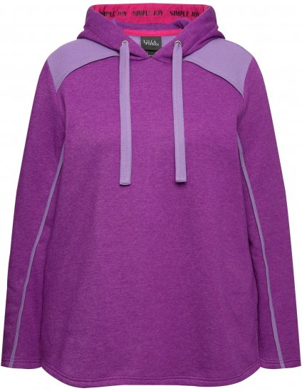 Ulla Popken Waffle Pique Contrast Color Hoodie Dark Purple - Bluzy & bluzy z kapturem - 