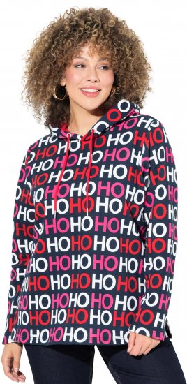 Ulla Popken Ho Ho Ho Lettering Hooded Sweatshirt Navy - Bluzy & bluzy z kapturem - 