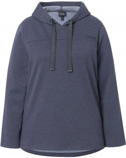 Ulla Popken Lettering GLOWING Hoodie Asphalt Grey - Koszulki z nadrukiem dla kobiet - 