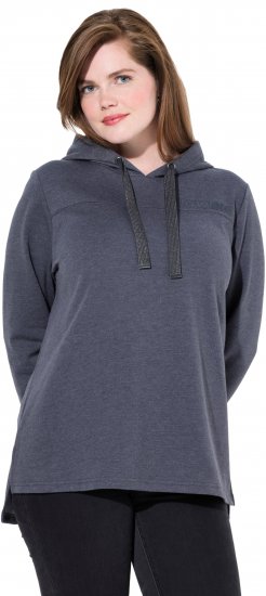 Ulla Popken Lettering GLOWING Hoodie Asphalt Grey - Koszulki z nadrukiem dla kobiet - 