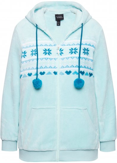 Ulla Popken Plush Alpine Striped Motif Loungewear Hoodie Baby Blue - Bluzy & bluzy z kapturem - 