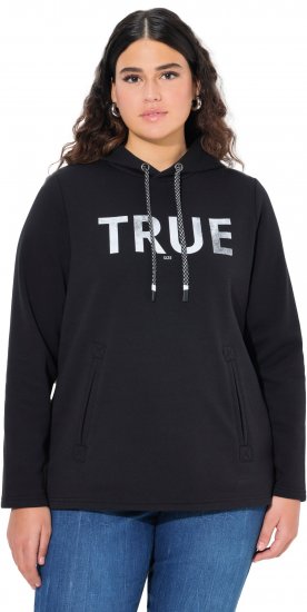 Ulla Popken TRUE Lettering Hoodie Black - Bluzy & bluzy z kapturem - 