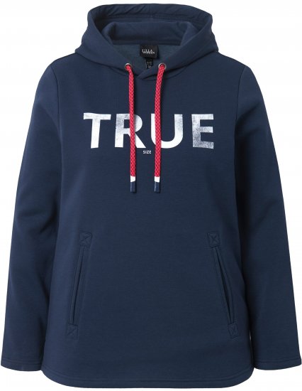 Ulla Popken TRUE Lettering Hoodie Navy Blue - Bluzy & bluzy z kapturem - 