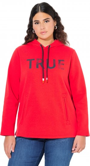 Ulla Popken TRUE Lettering Hoodie Neon Red - Bluzy & bluzy z kapturem - 