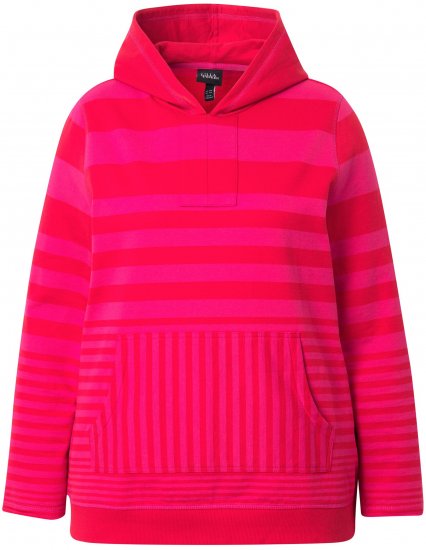 Ulla Popken Oversized Striped Long Sleeve Hoodie Lychee - Bluzy & bluzy z kapturem - 