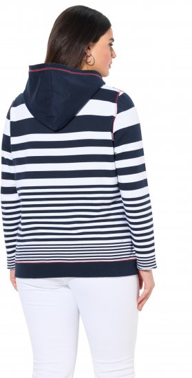 Ulla Popken Oversized Striped Long Sleeve Hoodie Ink Blue - Bluzy & bluzy z kapturem - 